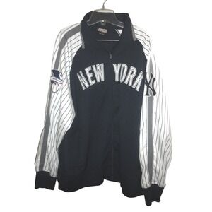 Stitches New York Yankees Baseball Jacket Mens 2XL Navy White Pinstripe American